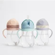 Copo de Transição Infantil Personalizado 350ml | Antivazamento | Com Canudo de Silicone e Alças