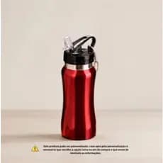 Garrafa Squeeze Inox 500ml Academia Treino Canudo Bico Flip Água Personalizada Escolar Antivazamento Premium