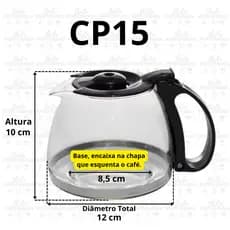Jarra CP15 Cafeteira Britânia 15 Xícaras/Cafés Jarra De VIDRO RESISTENTE