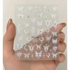 ADESIVOS DE UNHAS DE BORBOLETAS - Várias cores - strass holográfico - Nail Art