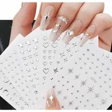 Kit de 6 Adesivos de unhas pratas metálicos - fashion -girl - unhas decoradas