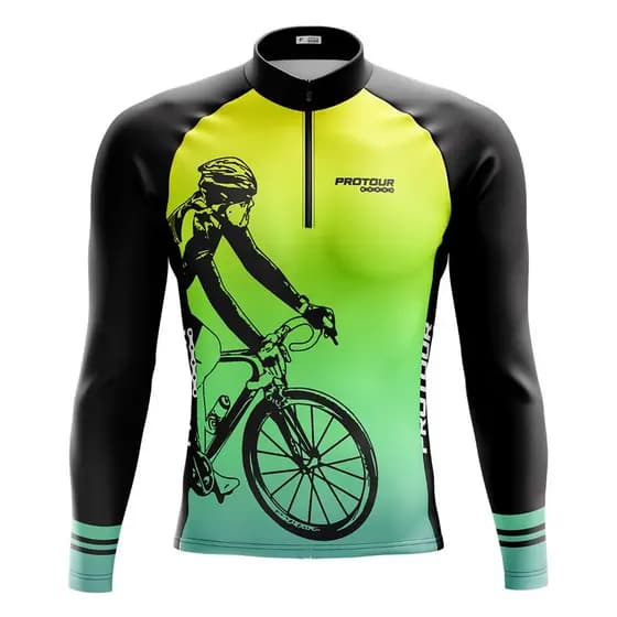 Camisa Ciclismo Camiseta Ciclista Roupa de Ciclismo Masculina Manga Longa Masculina Pro Tour Degrade Com Bolsos Uv 50+