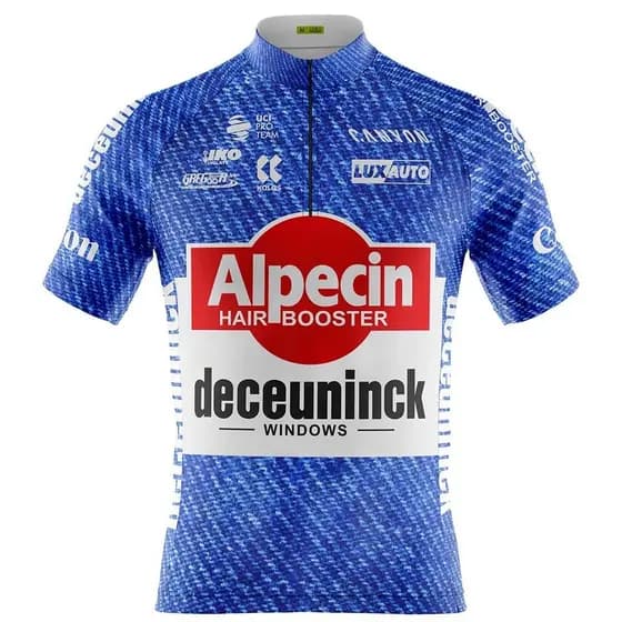 Camisa Ciclismo Camiseta Roupa de Ciclismo Ciclista Masculina Pro Tour Alpecin Azul Com Bolsos Uv 50+