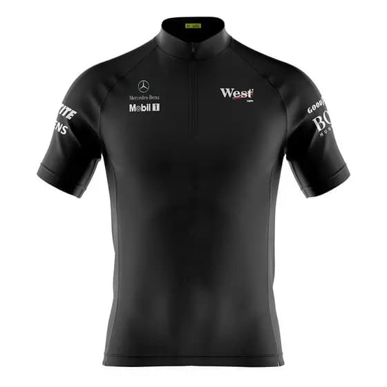Camiseta Ciclismo Masculina Dryfit Proteção UV Bike MTB Speed Mercedes Preta