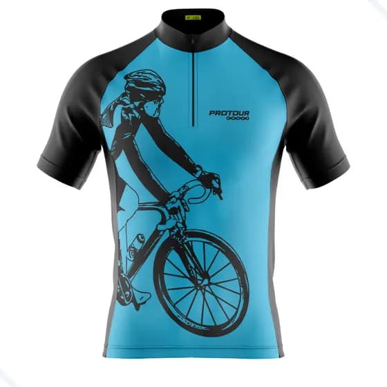 Camiseta Ciclismo Masculina Dryfit Proteção UV Bike MTB Speed Pro Tour Roda Azul