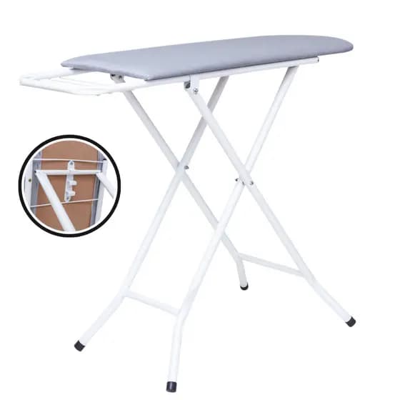 Mesa Tábua De Passar Roupa Tecido Térmica Prática Porta Ferro Dobrável Estrutura Branca