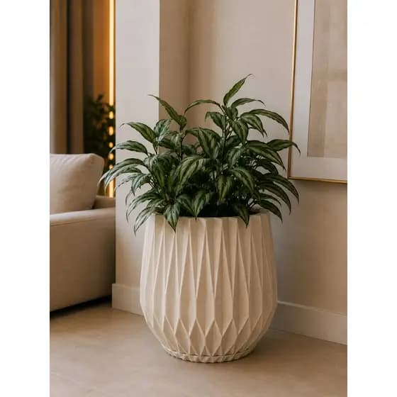 VASO DE PLANTA DECORAÇÃO ORIGAMI G 38X32 JATEADO MODERNO MESA APARADOR