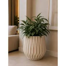 VASO DE PLANTA DECORAÇÃO ORIGAMI G 38X32 JATEADO MODERNO MESA APARADOR