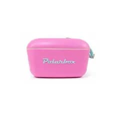 Bolsa Térmica Polarbox Cooler Retrô Com Alça Em Couro 12 Litros  - Rosa Chiclete Alça Verde