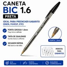 03 Caneta Bic 1.6 mm Cristal Intenso Ponta Grossa cores a escolher
