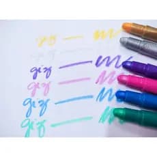 Giz de Cera Gel 06 Cores Tons Metálicos Ponta Retrátil Aquarelável