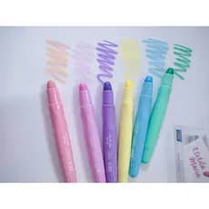 Giz de Cera Gel Tons Pastel 06 Cores Ponta Retrátil Aquarelável