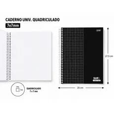 Caderno Aritmética Quadriculado 7x7mm  Universitário Capa Dura Preto 96fls