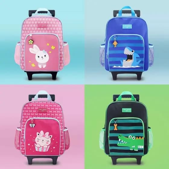 Mochila De Rodinha Escolar Infantil Criança Bolsa Mala de Carrinho Pimpolhos