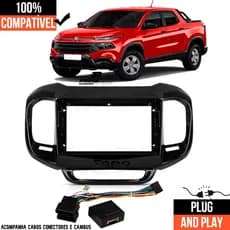 MOLDURA FIAT TORO 9 POLEGADAS 2 DIN C/ CABOS CONECTORES E CAMBUS JR8