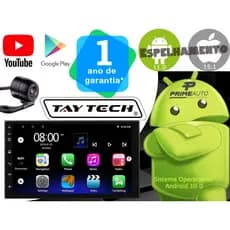 Central Multimídia Android 10 Espelh IOS Android 7 Pol Taytech T100 + Câmera
