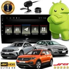 Central Multimídia Android Jr8 Diamond 9 Polegadas 4K VW T-Cross Nivus Virtus Polo c/ Câmera Ré