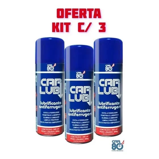 Kit C/ 3 Car Lub Lubrificante Antiferrugem Desengripante Car80