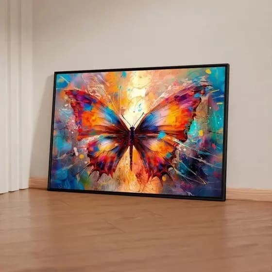Quadro Decorativo 115x80cm Borboleta Colorida Hall Sala Quarto Casa Decoração De Parede Mdf Adesivo