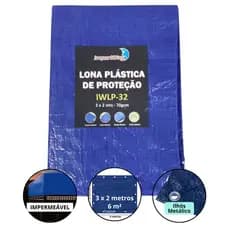 Lona Plástica 3x2  6 metro quadrados Azul impermeável