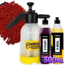 Snow Foam Manual Pulverizador Gerador De Espuma Com V-floc 500ml E V-mol 500ml Kit Lavagem Automotiva Luck Way
