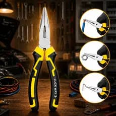 Alicate Bico Longo 8 Polegadas Profissional Cabo Isolado Embrrachado Reforçado Luck Way