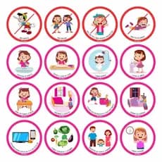 Kit Plaquinhas Educativas Infantil Com 16 Regras 10x10cm ADESIVO