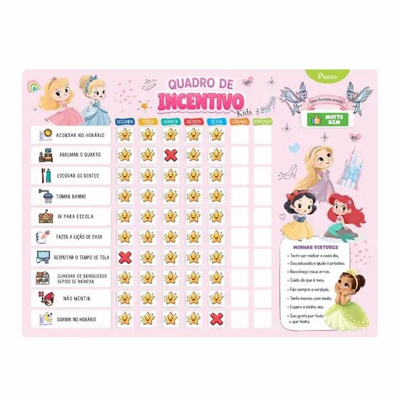 Quadro Regras Infantil Quadro Educativo Minha Rotina Infantil Quadro Incentivo Magnético geladeira 154 peças Picullico