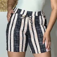Shorts crepe feminino algodão com bolsos luxo