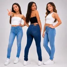 Calça Feminina Jeans Menina Bolso Skinny Elastano 10 ao 16 Princesinha