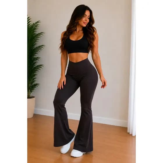 Calça flare legging feminina flanelada
