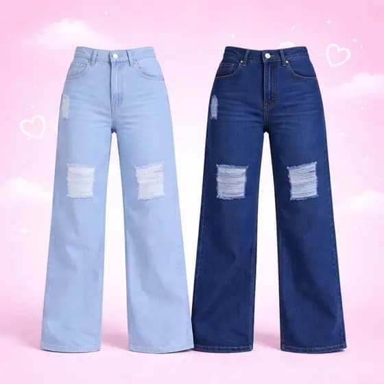 Calça Jeans infantil Juvenil Wide Leg Premium Moda Kids Estilo Gringa Blogueirinha