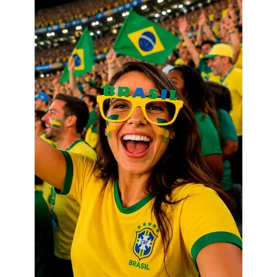 Óculos Torcida Brasil Fantasia Jogos Festas Eventos