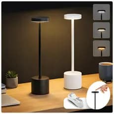 Luminária Mesa - Preta Luminária Mesa Abajur Led 3 Cores Dimerizável Sem Fio Recarregável Luz Ajustável