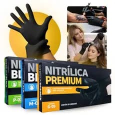 Kit 40 Luvas Nitrílicas Preta Descartável Sem Pó Para Uso Profissional P M G