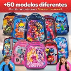 + 50 Modelos Lindas Mochila Infantil 24 Litros Escolar Personagens Menino Menina Bolso para Garrafa