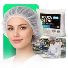 Touca Descartável Tnt Higiênica 300 Unidades Sanfonada Transparente Branca Banho Elástico Cabelo