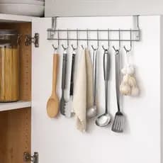 Cabideiro De porta Suporte Aço Inox Cabide Com 8 Ganchos Multiuso