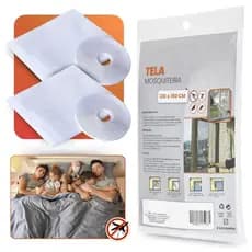 Tela Mosquiteiro Janela 130x150cm com Fita Dupla Face Contra Insetos KIT 2/4