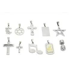 Pingente Aço Inox Kit 12 Peças Variadas Atacado Cor Prateado