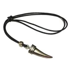 Colar Masculino Dente De Sabre Bicudos Regulável Prateado
