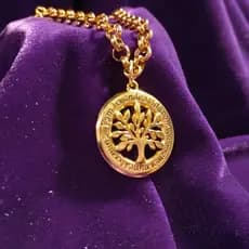 Colar Feminino Dourado Aço Inox Árvore Da Vida Elo Português