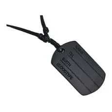 Colar Masculino Dog Tag Placa Militar All Black Regulável
