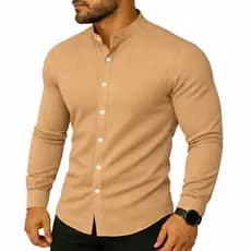 Camisa Slim Blusa Social Masculina Manga Longa Gola Mandarim