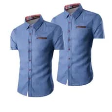 Kit 2 Camisas Manga Curta Bolso Falso Camisa Masculina Premium