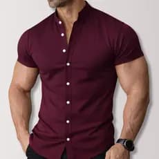 Camisa Social Masculina Manga Curta Gola Padre Slim Premium