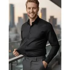 Camisa Social Masculina Manga Longa Luxo Com Elastano Premium Camisa Que Não Amassa