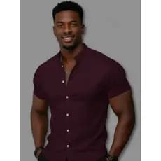 Camisa Social Masculina Reveillon  Gola Padre Manga Curta com Elastano – Não Amassa