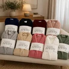 Roupão Plush Microfibra Feminino Inverno Quentinho Tamanho Único Manga Longa