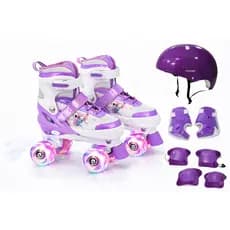 Patins Quad Stitch 4 Rodas Infantil Com Luz de Led Tamanho Ajustavel Com Bolsa + KIT PROTEÇÃO